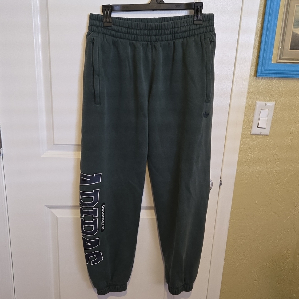 Adidas Dark Green Joggers with Logo Size Medium